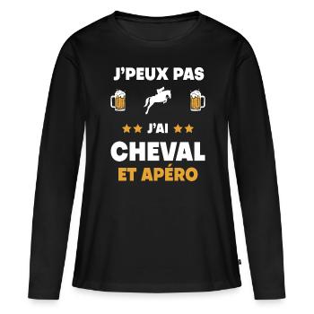 Ich kann nicht Ich habe Horse Man Aperitif Geschenk - Frauen Premium Bio Langarmshirt - Schwarz - Vorne - Julia (174cm)