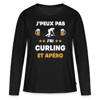 I can't I curling aperitif gift - Women's Premium Organic Long Sleeve Shirt - black - Front - Julia (174cm)