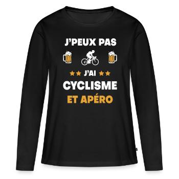 I can't I have cycling aperitif gift - Women's Premium Organic Long Sleeve Shirt - black - Front - Julia (174cm)