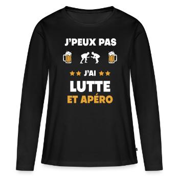je peux pas j'ai Lutte apéro cadeau - T-shirt manches longues Premium bio Femme - noir - Devant - Julia (174cm)