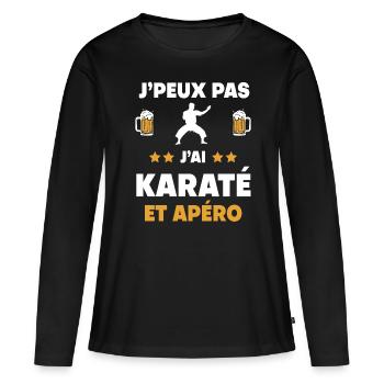 I can't I Karate Aperitif Geschenk - Frauen Premium Bio Langarmshirt - Schwarz - Vorne - Julia (174cm)