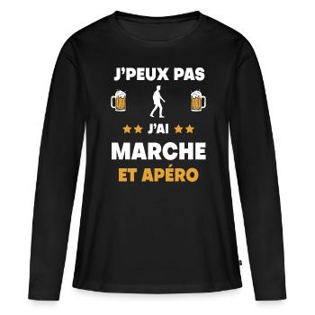 I can't I walked aperitif gift - Women's Premium Organic Long Sleeve Shirt - black - Front - Julia (174cm)
