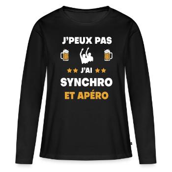 Ich kann keinen Aperitif zum Synchronschwimmen haben - Frauen Premium Bio Langarmshirt - Schwarz - Vorne - Julia (174cm)