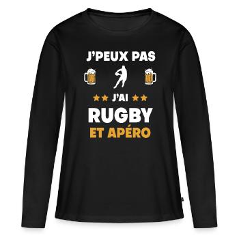 je peux pas j'ai rugby homme apéro cadeau - T-shirt manches longues Premium bio Femme - noir - Devant - Julia (174cm)