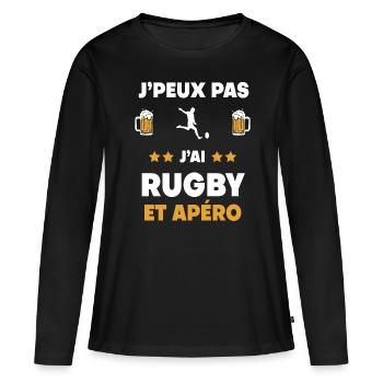 I can't I have rugby aperitif gift - Women's Premium Organic Long Sleeve Shirt - black - Front - Julia (174cm)