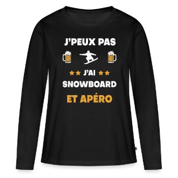 je peux pas j'ai snowboard apéro cadeau - T-shirt manches longues Premium bio Femme - noir - Devant - Julia (174cm)
