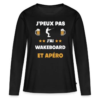 je peux pas j'ai wakeboard apéro cadeau - T-shirt manches longues Premium bio Femme - noir - Devant - Julia (174cm)
