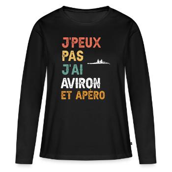 Ich kann nicht ich gerudert und Vintage-Aperitif - Frauen Premium Bio Langarmshirt - Schwarz - Vorne - Julia (174cm)