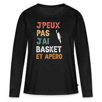 I can't I have basketball and vintage aperitif - Women's Premium Organic Long Sleeve Shirt - black - Front - Julia (174cm)