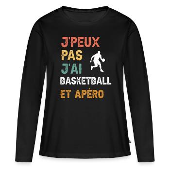 I can't I have basketball and vintage aperitif - Women's Premium Organic Long Sleeve Shirt - black - Front - Julia (174cm)