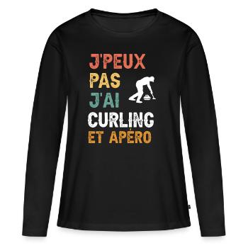 I can't I have curling and vintage aperitif - Women's Premium Organic Long Sleeve Shirt - black - Front - Julia (174cm)