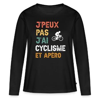 I can't I have cycling and vintage aperitif - Women's Premium Organic Long Sleeve Shirt - black - Front - Julia (174cm)