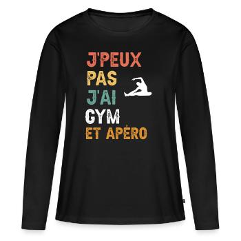 I can't I have gym and vintage aperitif - Women's Premium Organic Long Sleeve Shirt - black - Front - Julia (174cm)