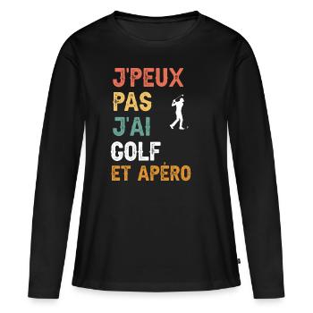 Ich kann nicht Golf und Vintage-Aperitif haben - Frauen Premium Bio Langarmshirt - Schwarz - Vorne - Julia (174cm)