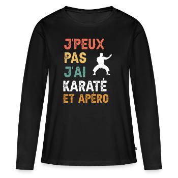 Ich kann nicht Karate und Vintage-Aperitif haben - Frauen Premium Bio Langarmshirt - Schwarz - Vorne - Julia (174cm)