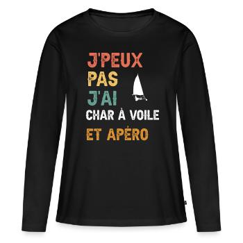 I can't I have sand yachting and vintage aperitif - Women's Premium Organic Long Sleeve Shirt - black - Front - Julia (174cm)
