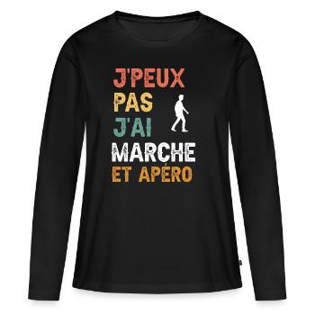 I can't I walked and vintage aperitif - Women's Premium Organic Long Sleeve Shirt - black - Front - Julia (174cm)