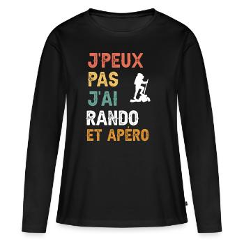 I can't I hiked and vintage aperitif - Women's Premium Organic Long Sleeve Shirt - black - Front - Julia (174cm)