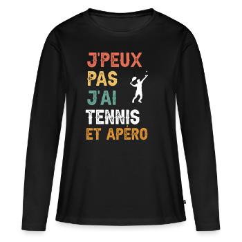 I can't I have men's tennis and vintage aperitif - Women's Premium Organic Long Sleeve Shirt - black - Front - Julia (174cm)