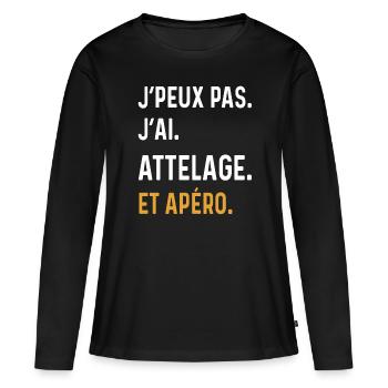 I can't I hitched up aperitif humor - Women's Premium Organic Long Sleeve Shirt - black - Front - Julia (174cm)