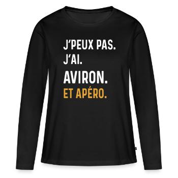 Ich kann nicht gerudert Aperitif Humor - Frauen Premium Bio Langarmshirt - Schwarz - Vorne - Julia (174cm)
