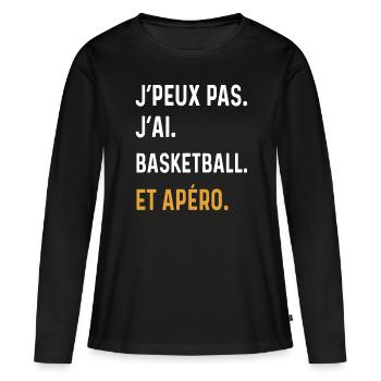 I can't I have basketball aperitif humor - Women's Premium Organic Long Sleeve Shirt - black - Front - Julia (174cm)