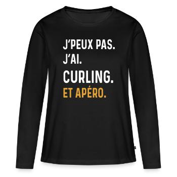 I can't I curling aperitif humor - Women's Premium Organic Long Sleeve Shirt - black - Front - Julia (174cm)