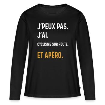 I can't have Rennradfahren Aperitif Humor - Frauen Premium Bio Langarmshirt - Schwarz - Vorne - Julia (174cm)