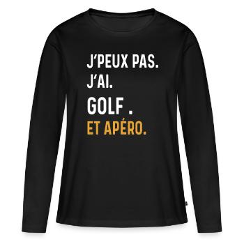 j'peux pas j'ai golf apéro humour - T-shirt manches longues Premium bio Femme - noir - Devant - Julia (174cm)