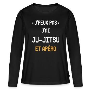 Ich kann nicht, ich habe Ju-Jitsu und Aperitif - Frauen Premium Bio Langarmshirt - Schwarz - Vorne - Julia (174cm)