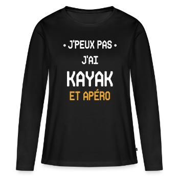 Ich kann kein Kajak und keinen Aperitif haben - Frauen Premium Bio Langarmshirt - Schwarz - Vorne - Julia (174cm)