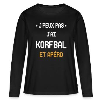 I can't I have korfbal and aperitif - Women's Premium Organic Long Sleeve Shirt - black - Front - Julia (174cm)