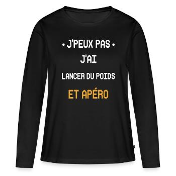 I can't I threw shot put and aperitif - Women's Premium Organic Long Sleeve Shirt - black - Front - Julia (174cm)