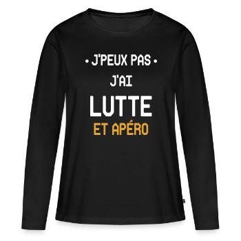 Ich kann nicht, ich kämpfte und Aperitif - Frauen Premium Bio Langarmshirt - Schwarz - Vorne - Julia (174cm)