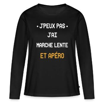 I can't I walked slowly and aperitif - Women's Premium Organic Long Sleeve Shirt - black - Front - Julia (174cm)