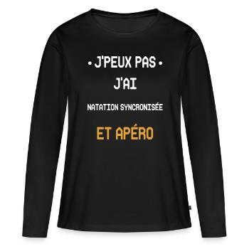 I can't I syncronized swimming and aperitif - Frauen Premium Bio Langarmshirt - Schwarz - Vorne - Julia (174cm)