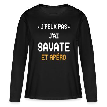 I can't I have savate and aperitif - Frauen Premium Bio Langarmshirt - Schwarz - Vorne - Julia (174cm)