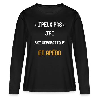 I can't I have Freestyle Skiing und Aperitif - Frauen Premium Bio Langarmshirt - Schwarz - Vorne - Julia (174cm)