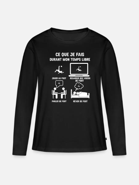 Freizeit Fußball Humor - Frauen Premium Bio Langarmshirt - Schwarz