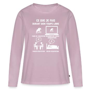 Free time Horseback riding Humor - Women's Premium Organic Long Sleeve Shirt - dusky pink - Front - Julia (174cm)