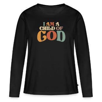 Je suis un enfant de Dieu Identité en Christ - T-shirt manches longues Premium bio Femme - noir - Devant - Julia (174cm)