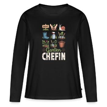 Garten Chefin Gartnärin Gartenarbeit Blume Pflanze - Frauen Premium Bio Langarmshirt - Schwarz - Vorne - Julia (174cm)