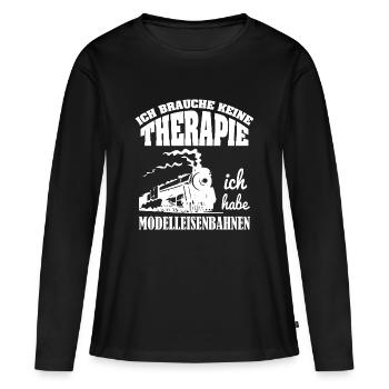 Modelleisenbahn - Frauen Premium Bio Langarmshirt - Schwarz - Vorne - Julia (174cm)