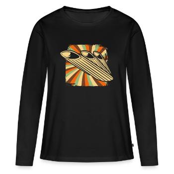 Nudeln - Frauen Premium Bio Langarmshirt - Schwarz - Vorne - Julia (174cm)