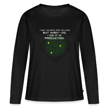 test code nerd joke proverbe pc programmeur geek i - T-shirt manches longues Premium bio Femme - noir - Devant - Julia (174cm)