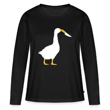Gefährliche bewaffnete Gans - Frauen Premium Bio Langarmshirt - Schwarz - Vorne - Julia (174cm)