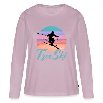 Ski gratuit, sports d'hiver, ski, ski de slalom, Sk - T-shirt manches longues Premium bio Femme - rose poudré - Devant - Julia (174cm)