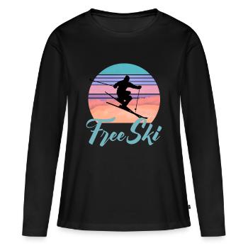 Ski gratuit, sports d'hiver, ski, ski de slalom, Sk - T-shirt manches longues Premium bio Femme - noir - Devant - Julia (174cm)