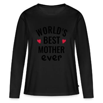 Meilleure mère du monde Maman Fête des Mères Amour Coeur - T-shirt manches longues Premium bio Femme - noir - Devant - Julia (174cm)