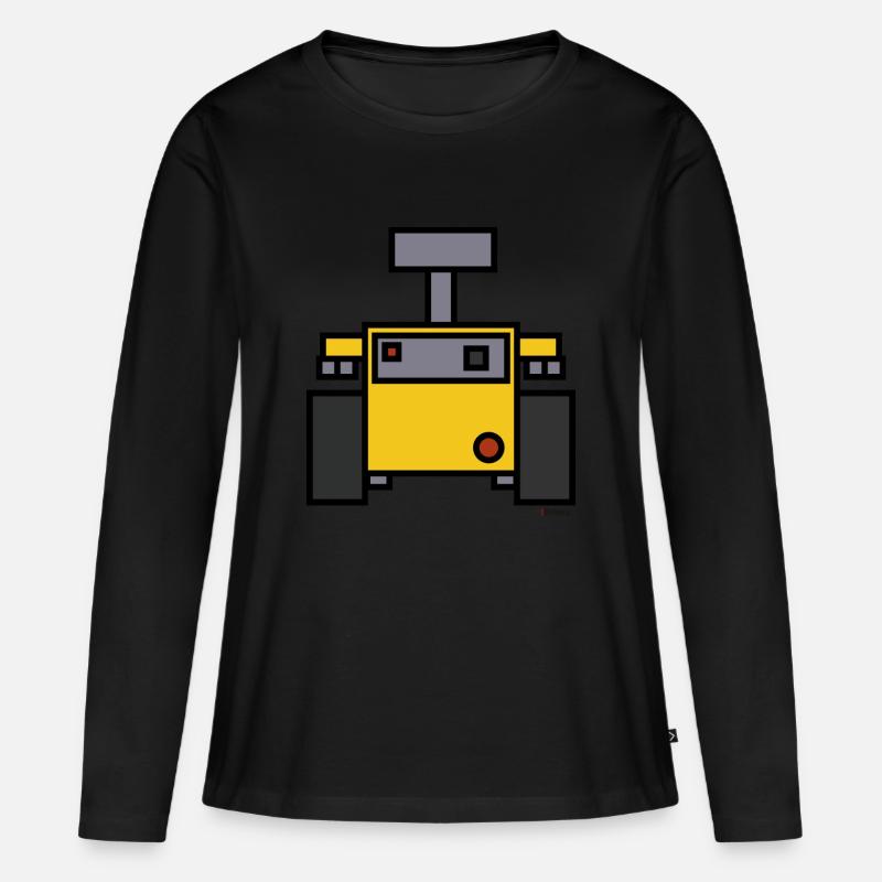 Roboter - Deep Bricks - Frauen Premium Bio Langarmshirt - Schwarz